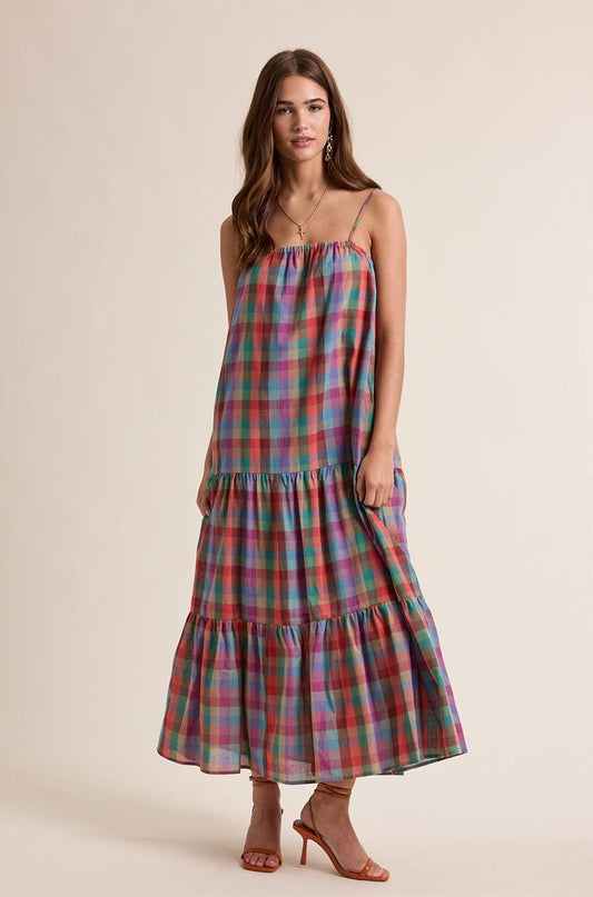 MULTICOLOR PLAID MAXI DRESS