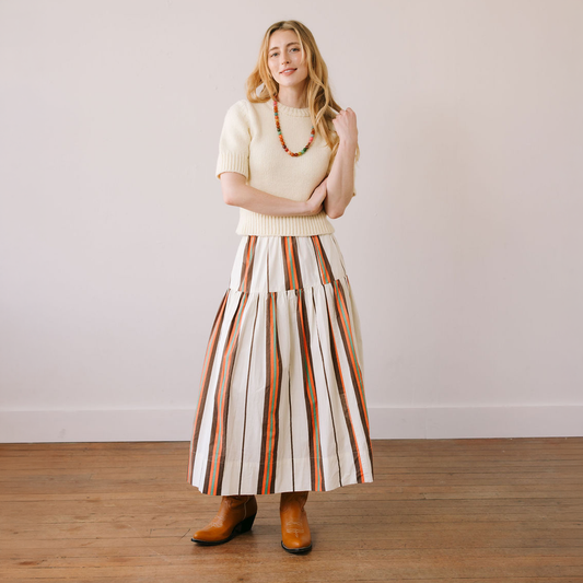 Vintage Stripe Colette Skirt: Cream
